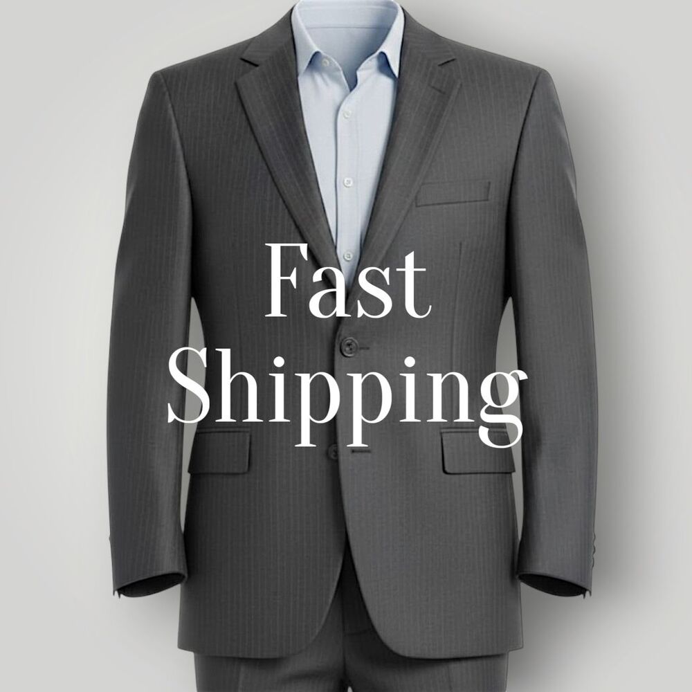 RALPH LAUREN Classic Mens 2 Piece Suit Blazer Jacket 46R Pant 40Wx29L Gray Wool